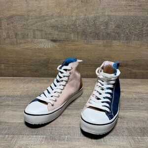 The Steve Madden Snuggly Multicolor Suede High Top Sneakers in women's size 8 fe